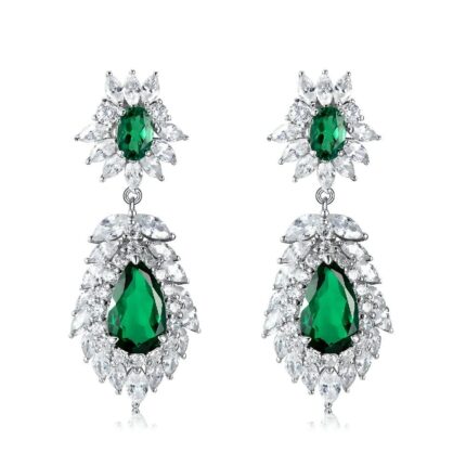 925 Silver Lab-Created Emerald Earrings - Model E0072