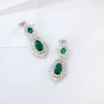 925 Silver Lab-Created Emerald Earrings - Model E0072 - Image 3