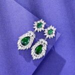 925 Silver Lab-Created Emerald Earrings - Model E0072 - Image 5
