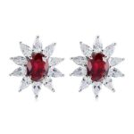 925 Silver Cultured Ruby Earrings E0074—1