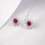 925 Silver Cultured Ruby Earrings E0074—1 - Image 3