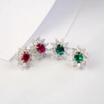 925 Silver Cultured Ruby Earrings E0074—1 - Image 5
