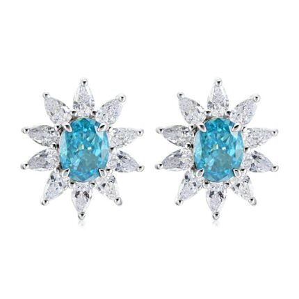 925 Silver Blue Cubic Zirconia Earrings E0074-2