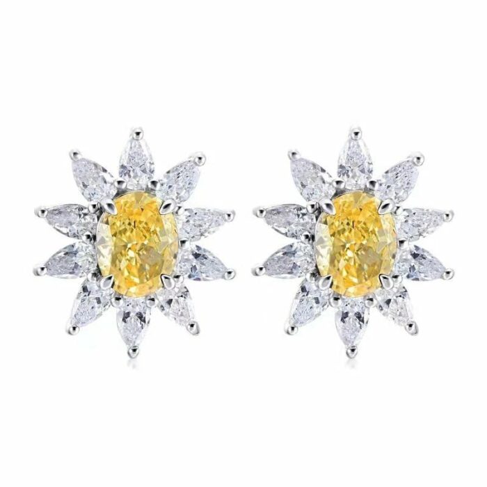 925 Silver Yellow Cubic Zirconia Earrings E0074-3 - Image 1