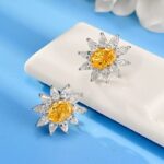925 Silver Yellow Cubic Zirconia Earrings E0074-3 - Image 2