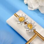 925 Silver Yellow Cubic Zirconia Earrings E0074-3 - Image 3