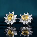 925 Silver Yellow Cubic Zirconia Earrings E0074-3 - Image 4