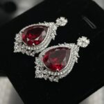 925 Silver Ruby Earrings - Model E0166R - Image 3
