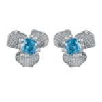 925 Silver Blue Cubic Zirconia Earrings E-040B