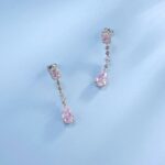 925 Silver Pink Cubic Zirconia Earrings E0625F - Image 4