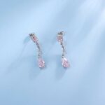 925 Silver Pink Cubic Zirconia Earrings E0625F - Image 2