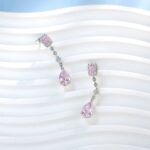 925 Silver Pink Cubic Zirconia Earrings E0625F - Image 5
