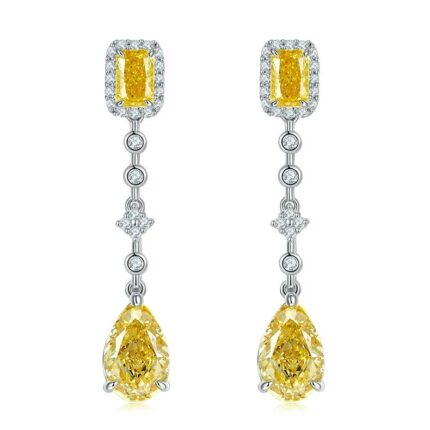 925 Silver Yellow Cubic Zirconia Earrings E0625Y