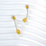 925 Silver Yellow Cubic Zirconia Earrings E0625Y - Image 2