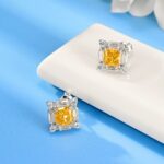 925 Silver Yellow Cubic Zirconia Earrings E0643Y - Image 2