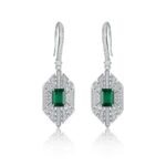 925 Silver Lab-Created Emerald Earrings - Model E0676
