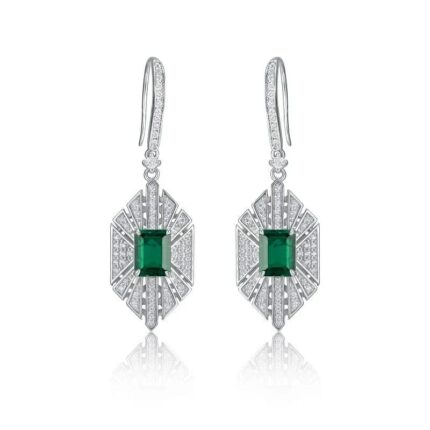925 Silver Lab-Created Emerald Earrings - Model E0676