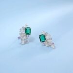 925 Silver Lab-Created Emerald Earrings - Model E0692 - Image 5