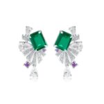 925 Silver Lab-Created Emerald Earrings - Model E0692