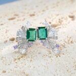 925 Silver Lab-Created Emerald Earrings - Model E0692 - Image 2