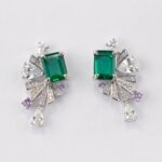 925 Silver Lab-Created Emerald Earrings - Model E0692 - Image 4