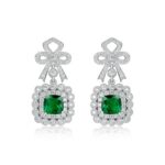 925 Silver Lab-Created Emerald Earrings - Model E0698