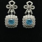 925 Silver Blue Cubic Zirconia Earrings E0698B - Image 3