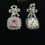 925 Silver Pink Cubic Zirconia Earrings E0698F - Image 4