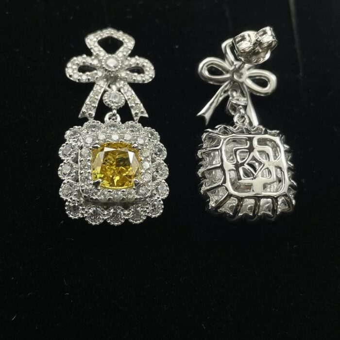 925 Silver Yellow Cubic Zirconia Earrings E0698Y - Image 4