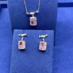 925 Silver Pink Cubic Zirconia Earrings E0756F - Image 6