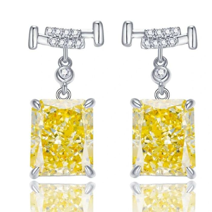 925 Silver Yellow Cubic Zirconia Earrings E0756Y - Image 1