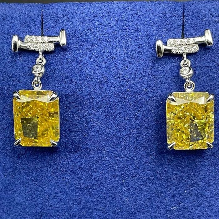 925 Silver Yellow Cubic Zirconia Earrings E0756Y - Image 4