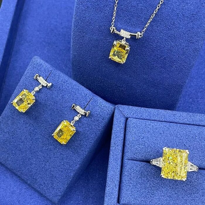 925 Silver Yellow Cubic Zirconia Earrings E0756Y - Image 5