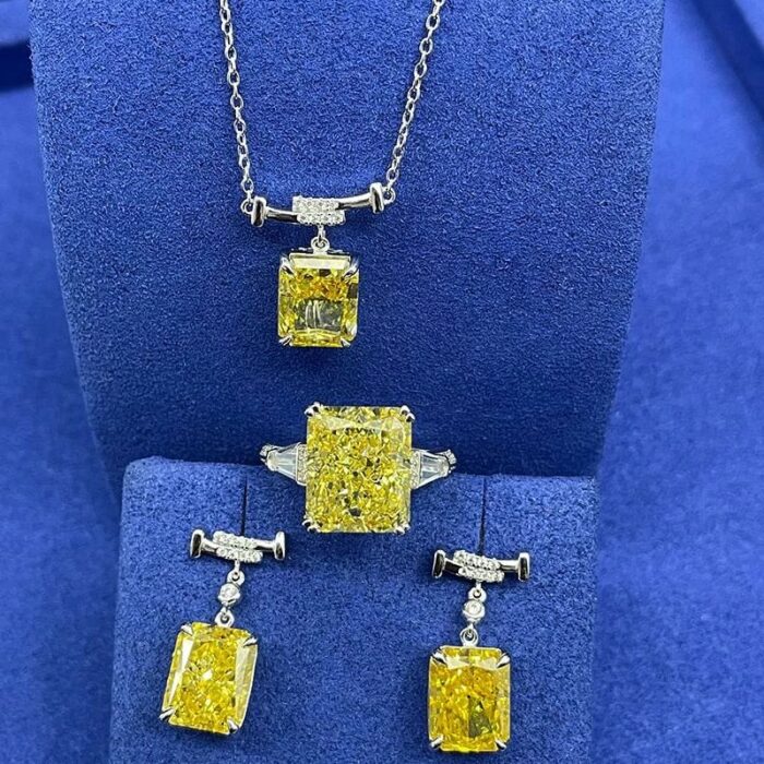 925 Silver Yellow Cubic Zirconia Earrings E0756Y - Image 6