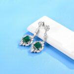 925 Silver Lab-Created Emerald Earrings - Model E0812 - Image 2