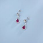 S925 Silver Lab-Created Ruby Earrings - Model E1634R - Image 2