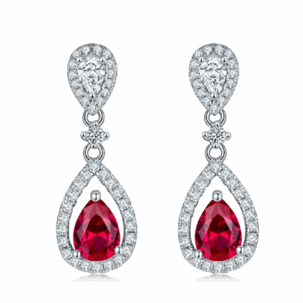 S925 Silver Lab-Created Ruby Earrings - Model E1634R