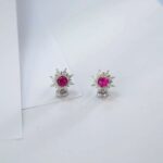 S925 Silver Lab-Created Ruby Earrings - Model E1641R - Image 3