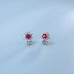 S925 Silver Lab-Created Ruby Earrings - Model E1641R - Image 4