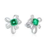 925 Silver Lab-Created Emerald Earrings - Model E1917991
