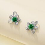 925 Silver Lab-Created Emerald Earrings - Model E1917991 - Image 3