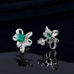 925 Silver Lab-Created Emerald Earrings - Model E1917991 - Image 4