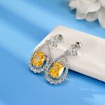 925 Silver Yellow Cubic Zirconia Earrings ES2349C1 - Image 2