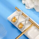 925 Silver Yellow Cubic Zirconia Earrings ES2349C1 - Image 3