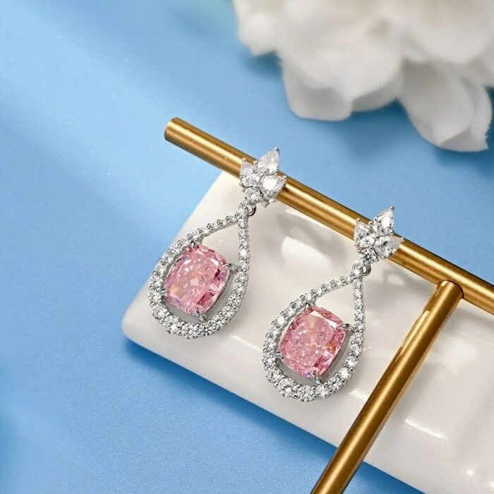 925 Silver Pink Cubic Zirconia Earrings ES2349C1-3 - Image 3