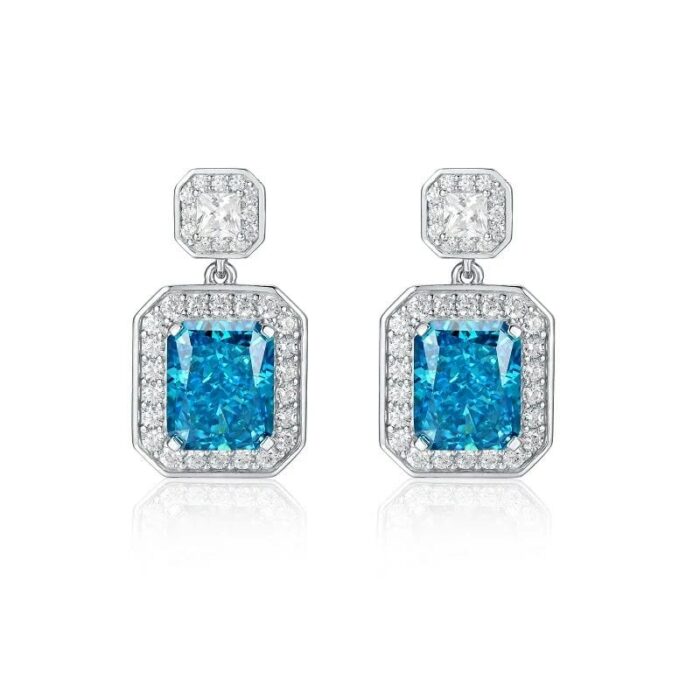 925 Silver Blue Cubic Zirconia Earrings ES2352C1B - Image 1