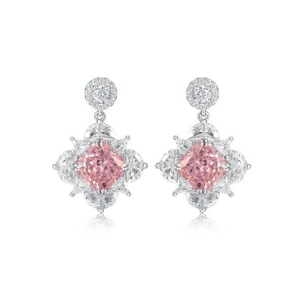 925 Silver Pink Cubic Zirconia Earrings ES2353C1F