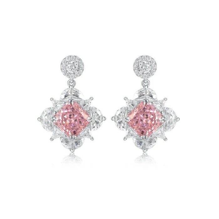 925 Silver Pink Cubic Zirconia Earrings ES2353C1F - Image 1