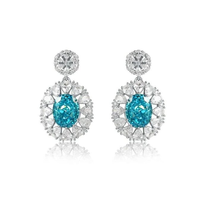 925 Silver Blue Cubic Zirconia Earrings ES2354C1 - Image 1