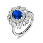 925 Silver Lab-Created Blue Sapphire Ring - Model H04B